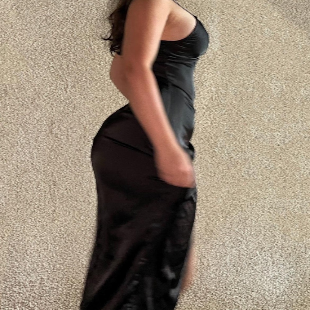 bodycon black slip dress